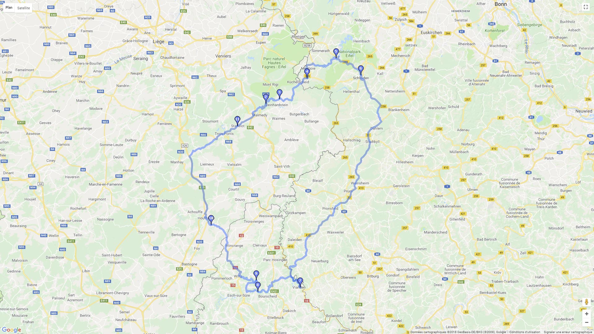 Pour zoomer sur la carte et avoir plus de détails, connectez-vous ! Carte roadbook Luxembourg
