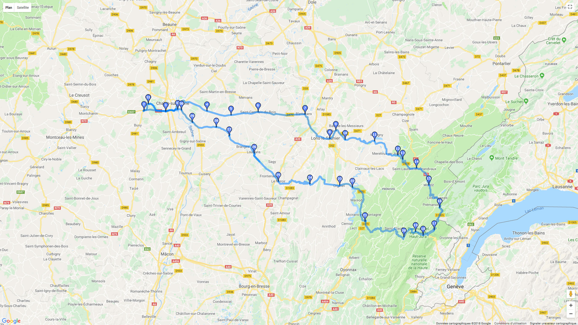 Pour zoomer sur la carte et avoir plus de détails, connectez-vous ! Carte roadbook Haut Jura