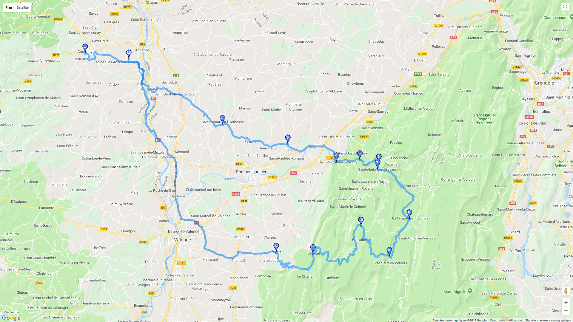Pour zoomer sur la carte et avoir plus de détails, connectez-vous ! Carte roadbook Vercors