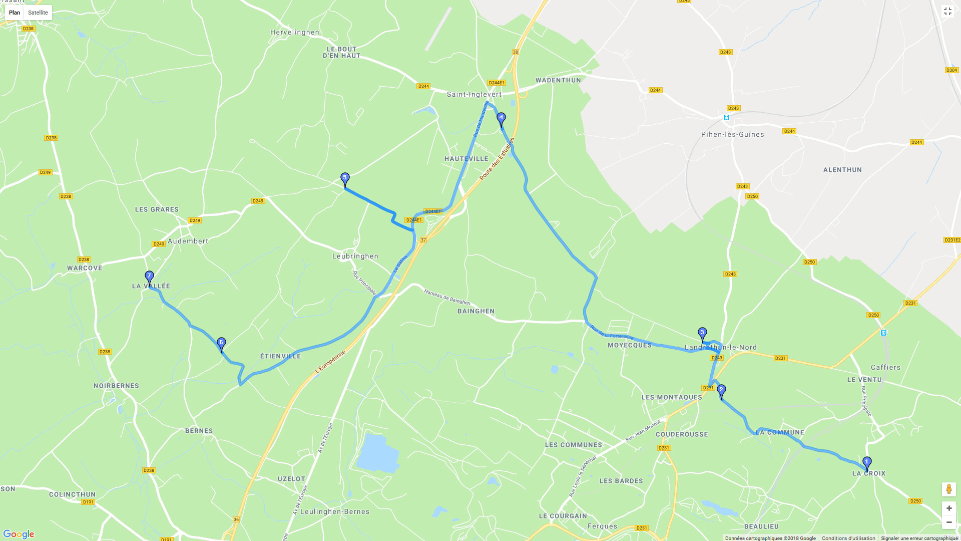 Pour zoomer sur la carte et avoir plus de détails, connectez-vous ! Carte roadbook Bois Grenier - Cap Gris Nez