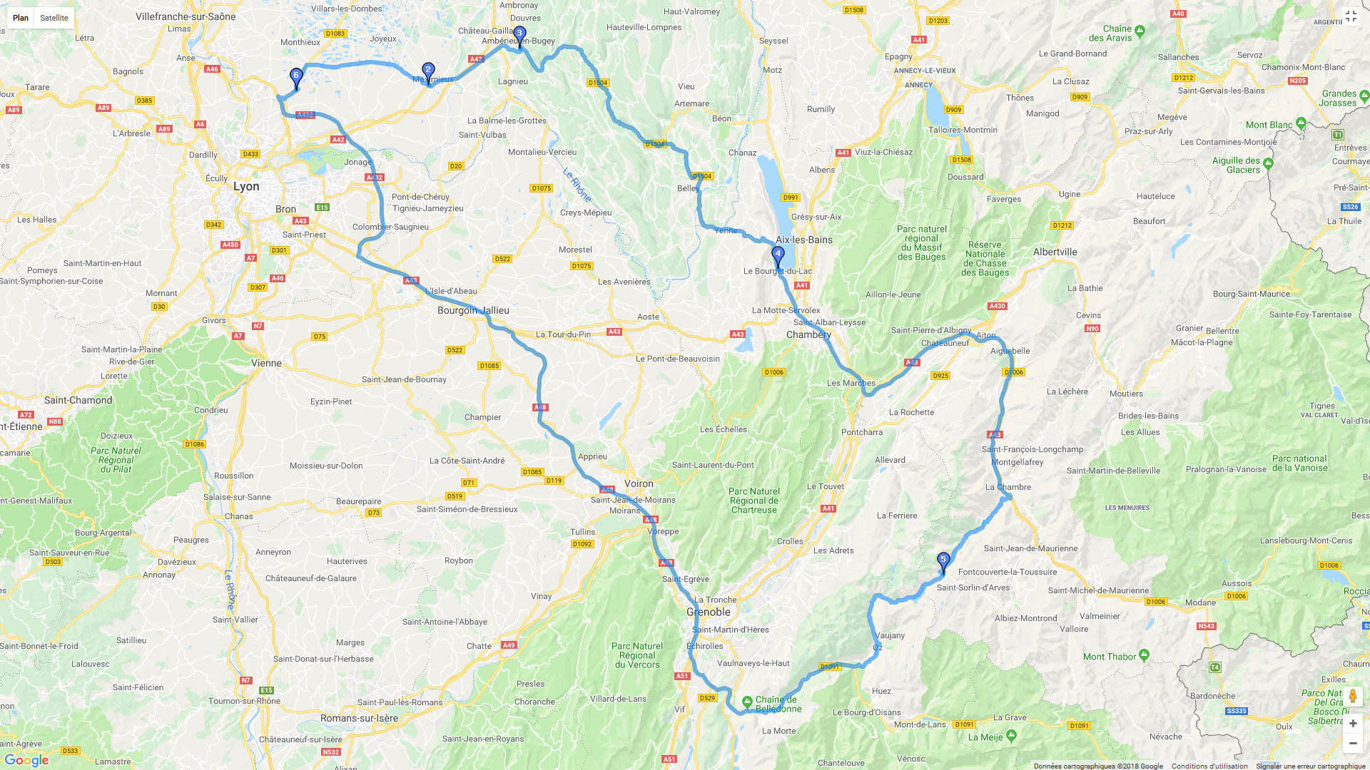 Pour zoomer sur la carte et avoir plus de détails, connectez-vous ! Carte roadbook En passant par le Parc naturel régional de la Chartreuse