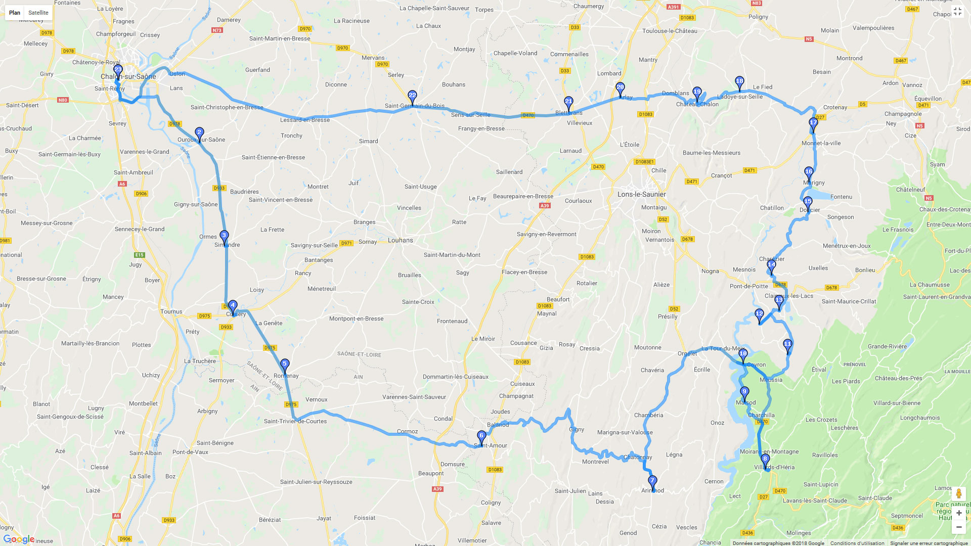 Pour zoomer sur la carte et avoir plus de détails, connectez-vous ! Carte roadbook Lac de Vouglans