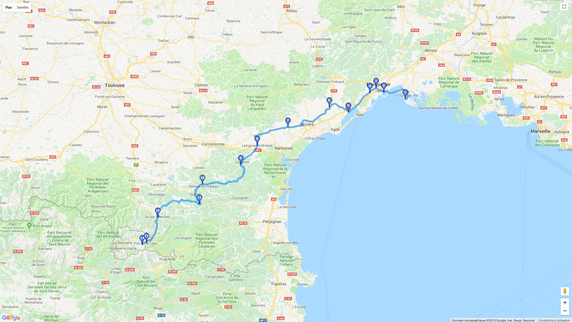 Pour zoomer sur la carte et avoir plus de détails, connectez-vous ! Carte roadbook Andorre