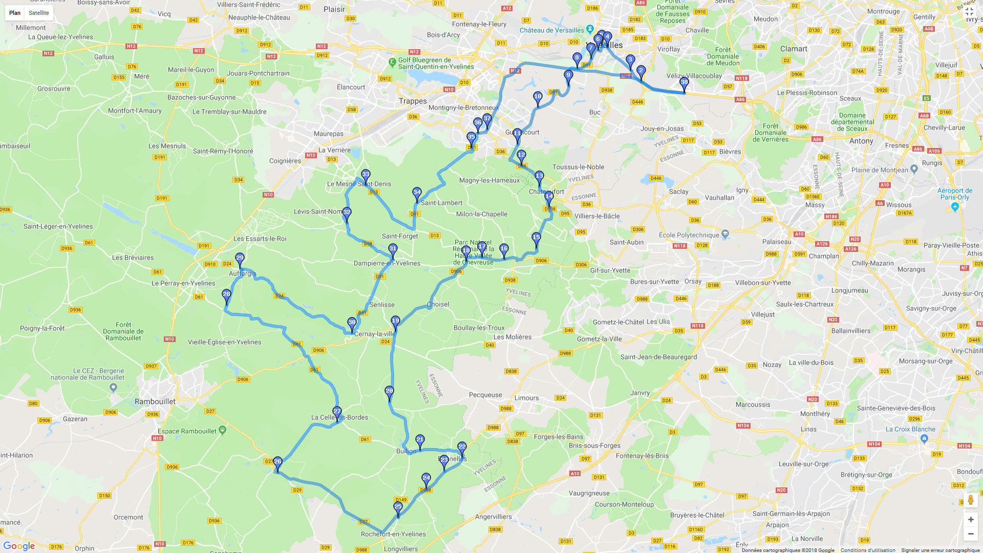 Pour zoomer sur la carte et avoir plus de détails, connectez-vous ! Carte roadbook Chevreuse power