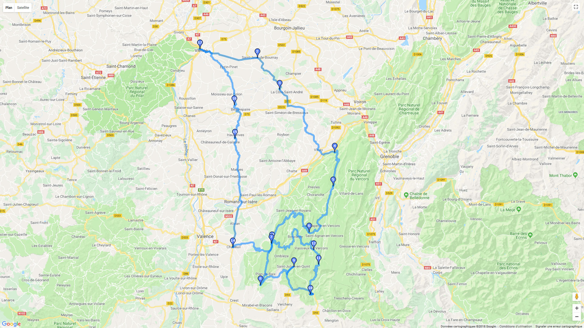 Pour zoomer sur la carte et avoir plus de détails, connectez-vous ! Carte roadbook Vercors