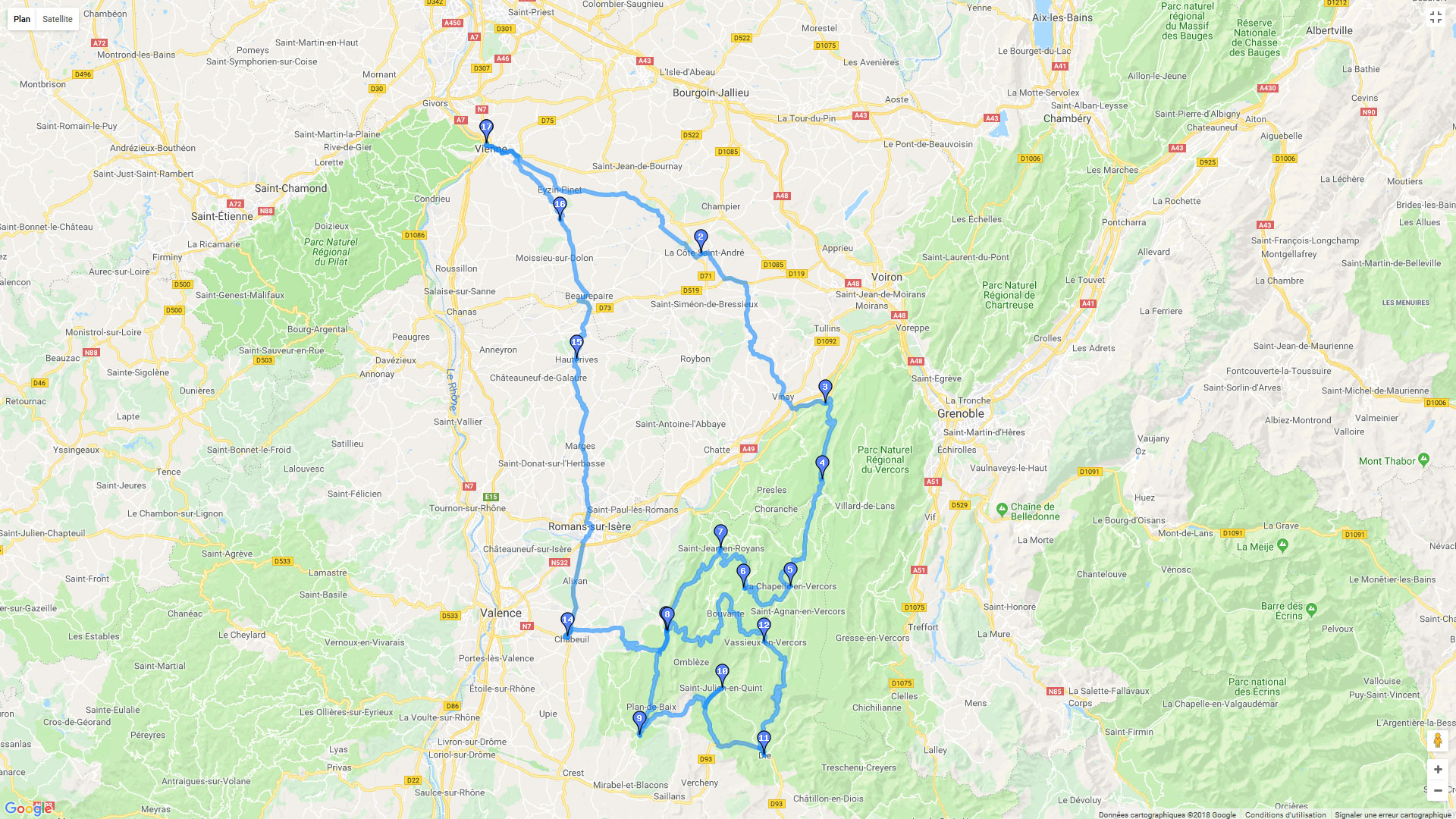 Pour zoomer sur la carte et avoir plus de détails, connectez-vous ! Carte roadbook Vercors