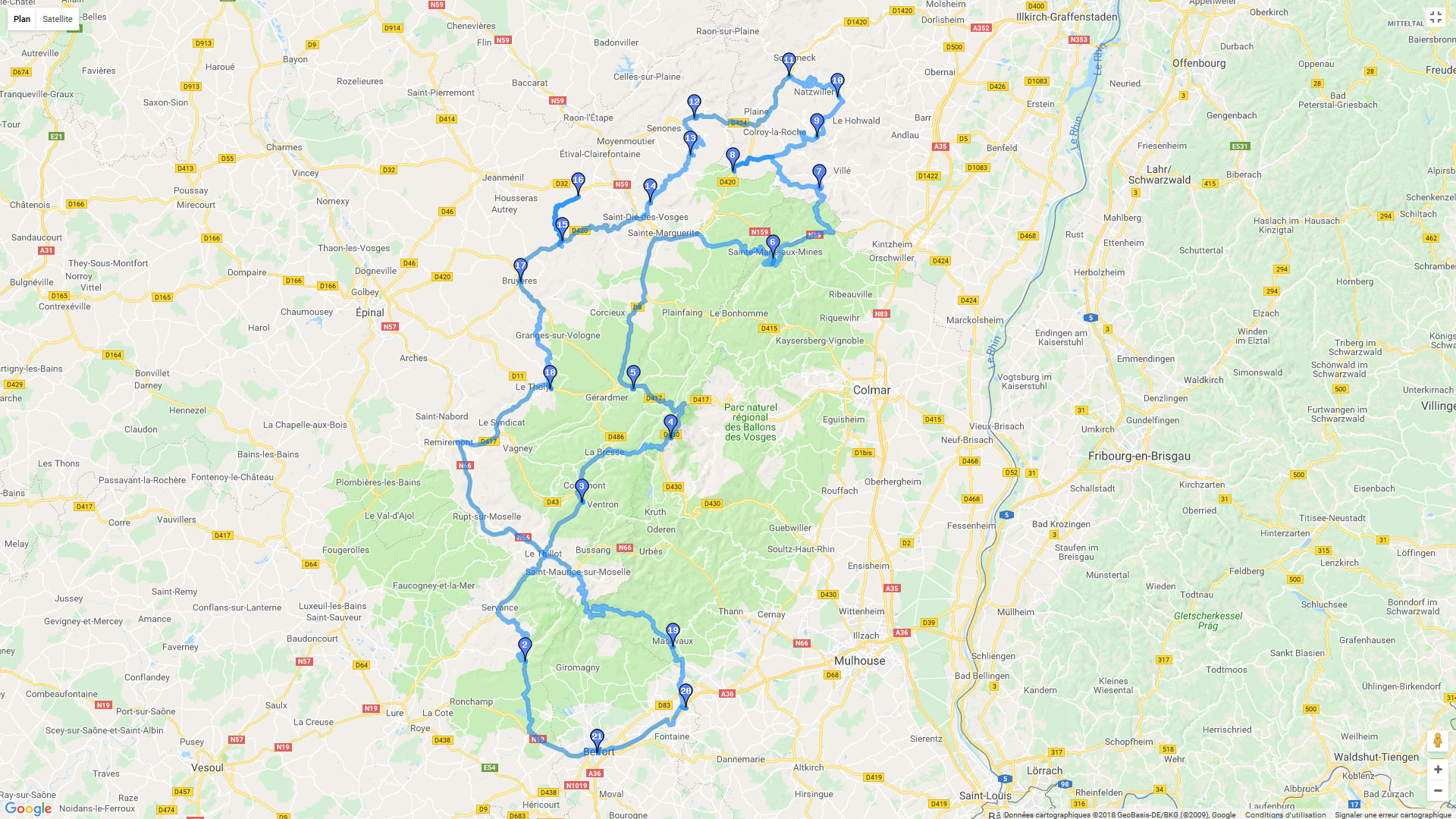 Pour zoomer sur la carte et avoir plus de détails, connectez-vous ! Carte roadbook Comtois et Ventron