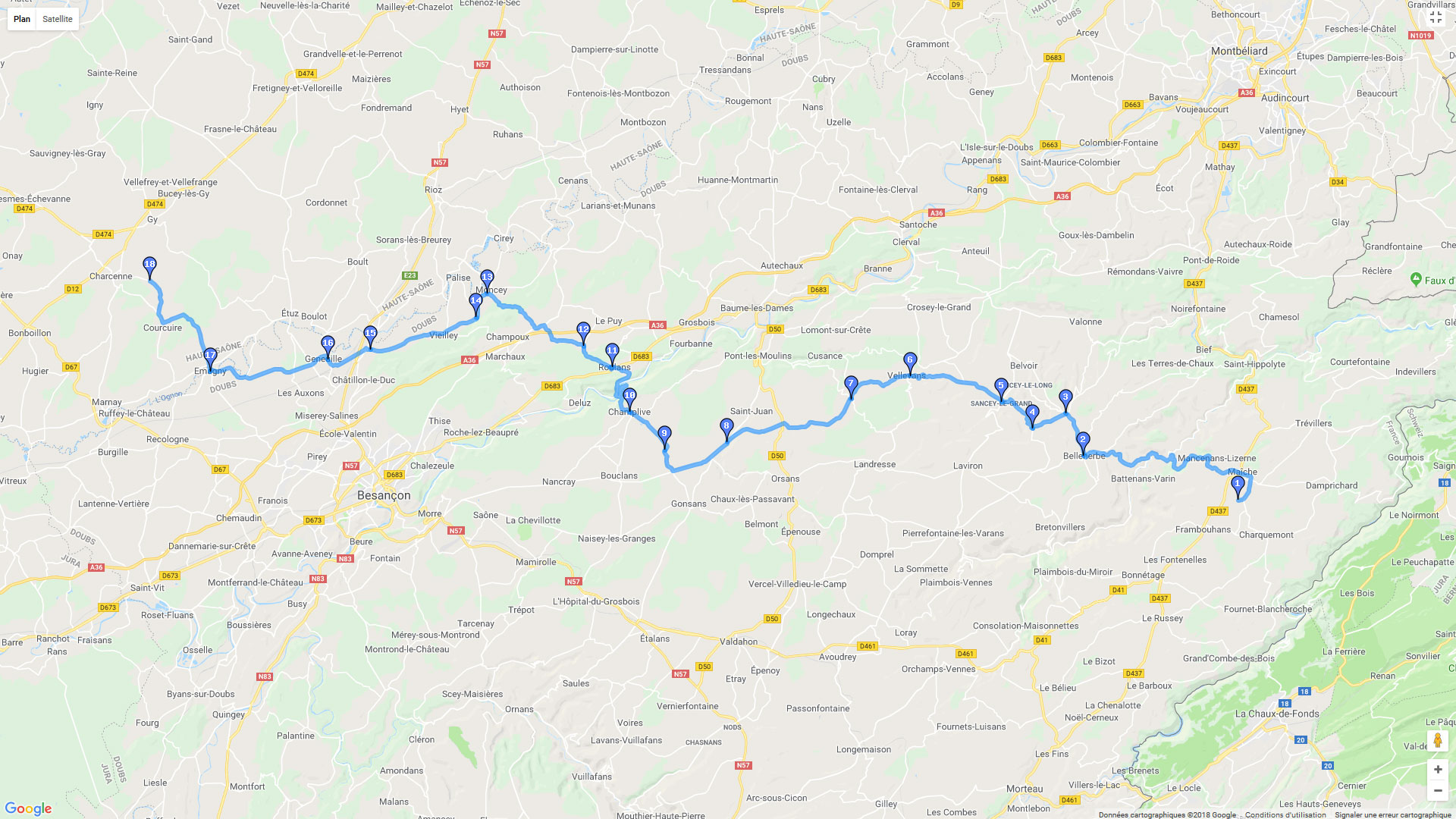 Pour zoomer sur la carte et avoir plus de détails, connectez-vous ! Carte roadbook Maiche Autoreille