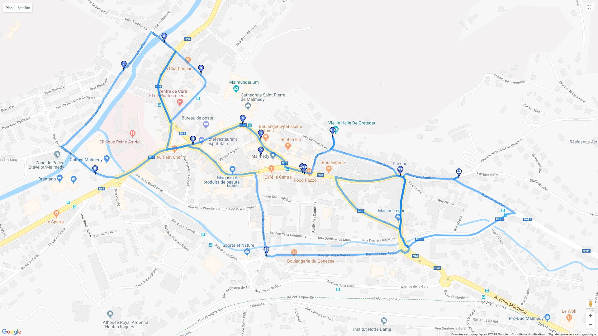 Pour zoomer sur la carte et avoir plus de détails, connectez-vous ! Carte roadbook Rallye Malmedy