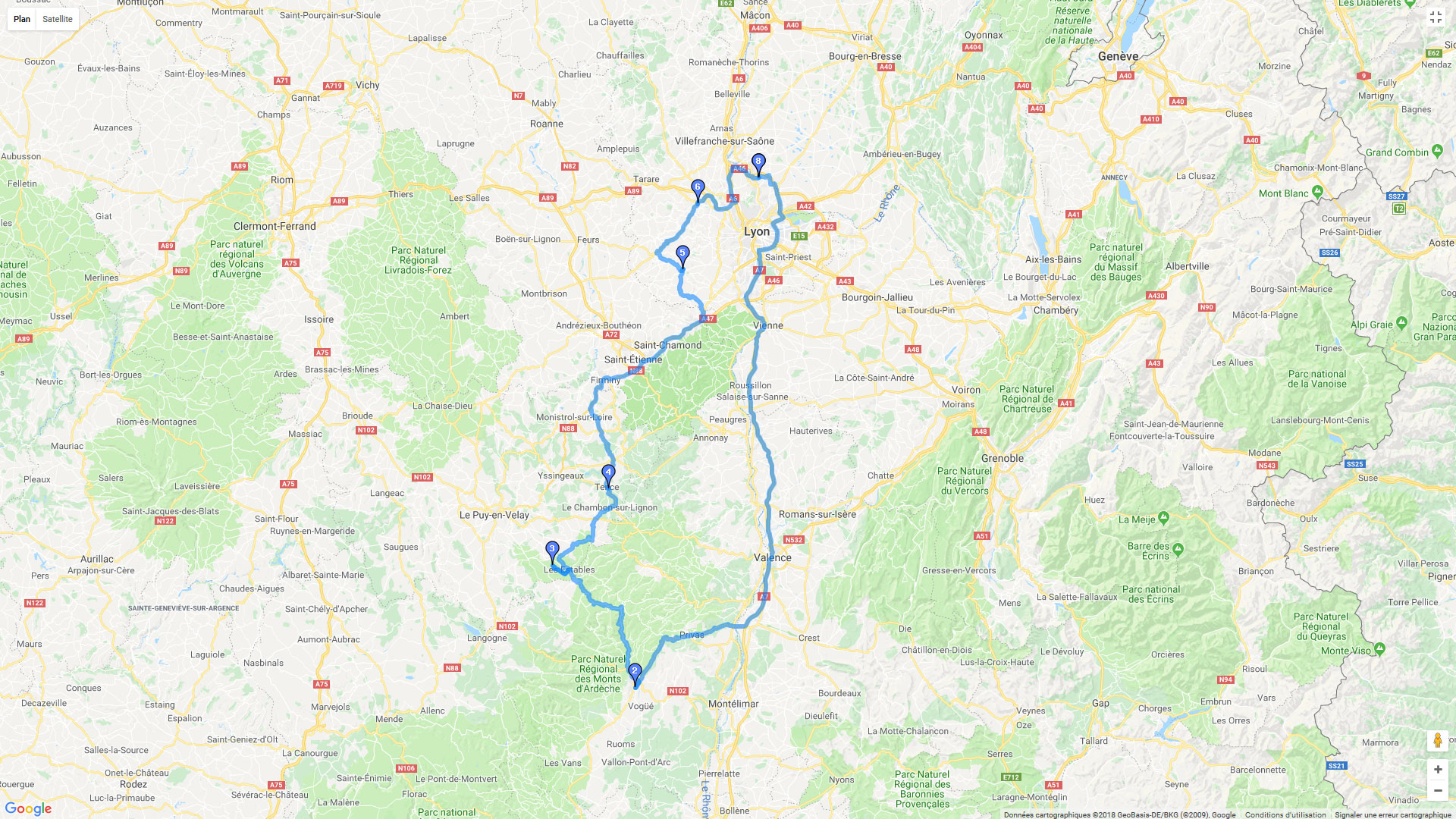 Pour zoomer sur la carte et avoir plus de détails, connectez-vous ! Carte roadbook Ardèche