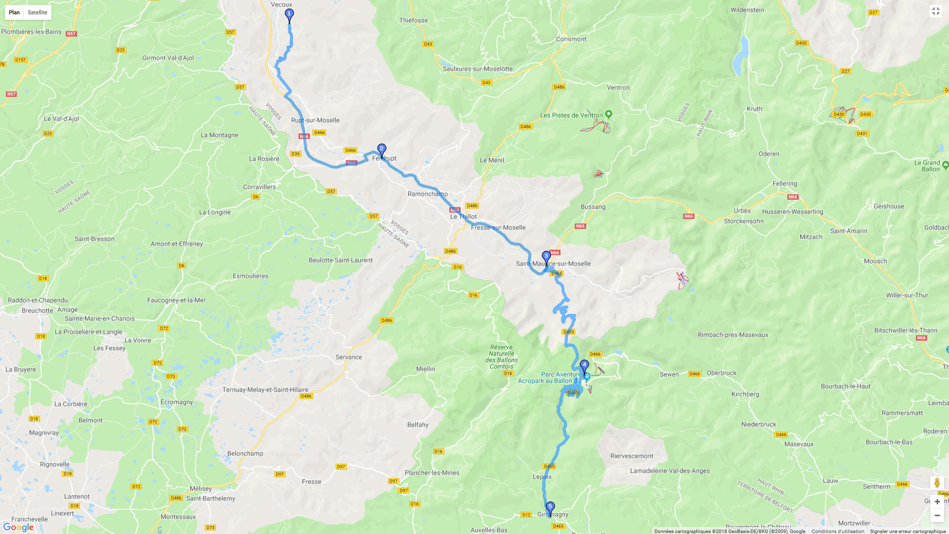 Pour zoomer sur la carte et avoir plus de détails, connectez-vous ! Carte roadbook Ballon Alsace