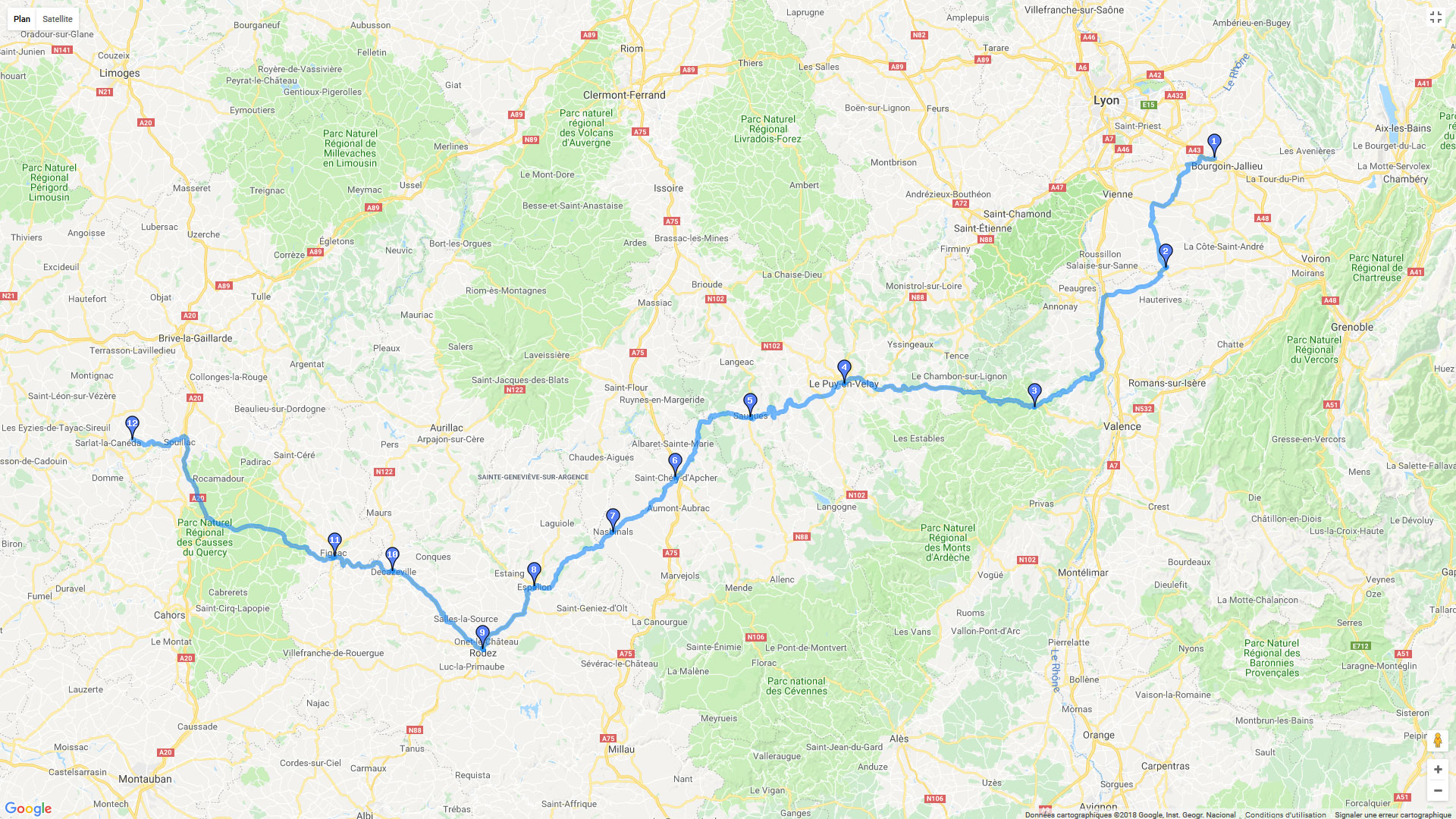 Pour zoomer sur la carte et avoir plus de détails, connectez-vous ! Carte roadbook Parc naturel des Causses du Quercy