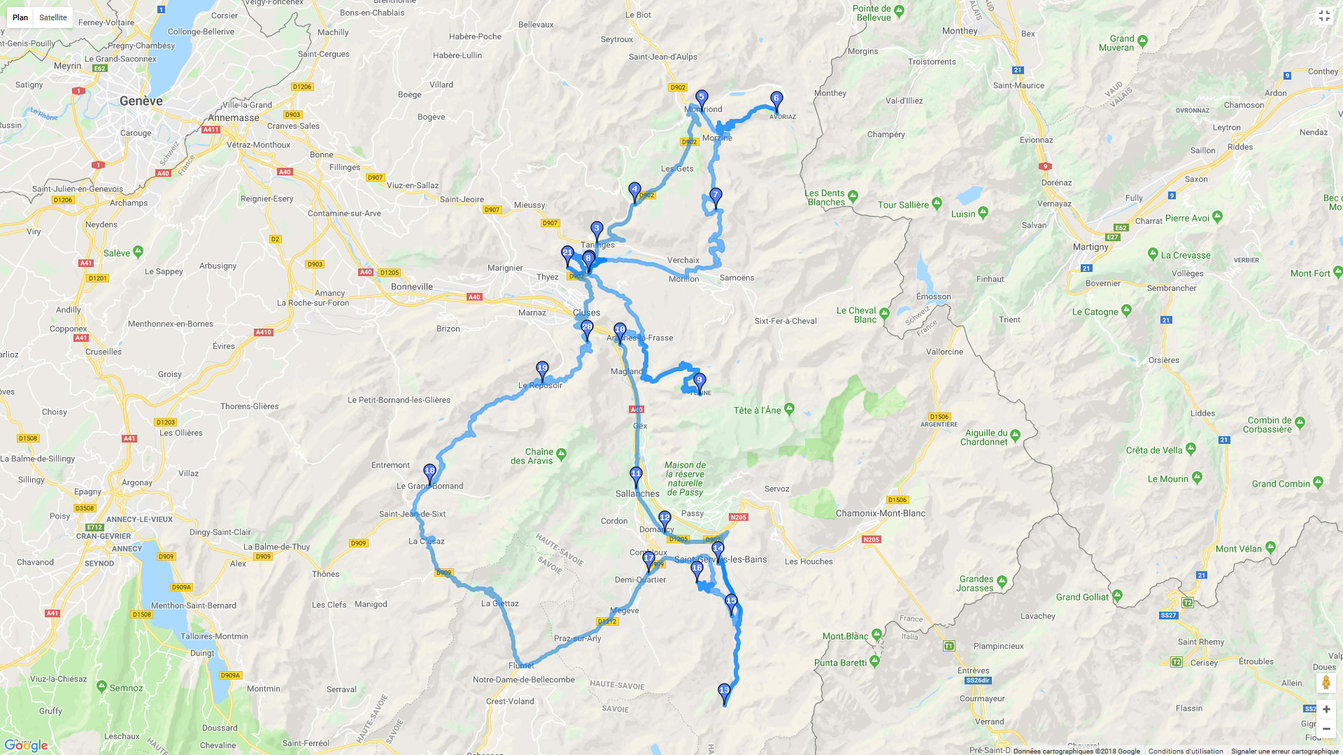 Pour zoomer sur la carte et avoir plus de détails, connectez-vous ! Carte roadbook Haute Savoie