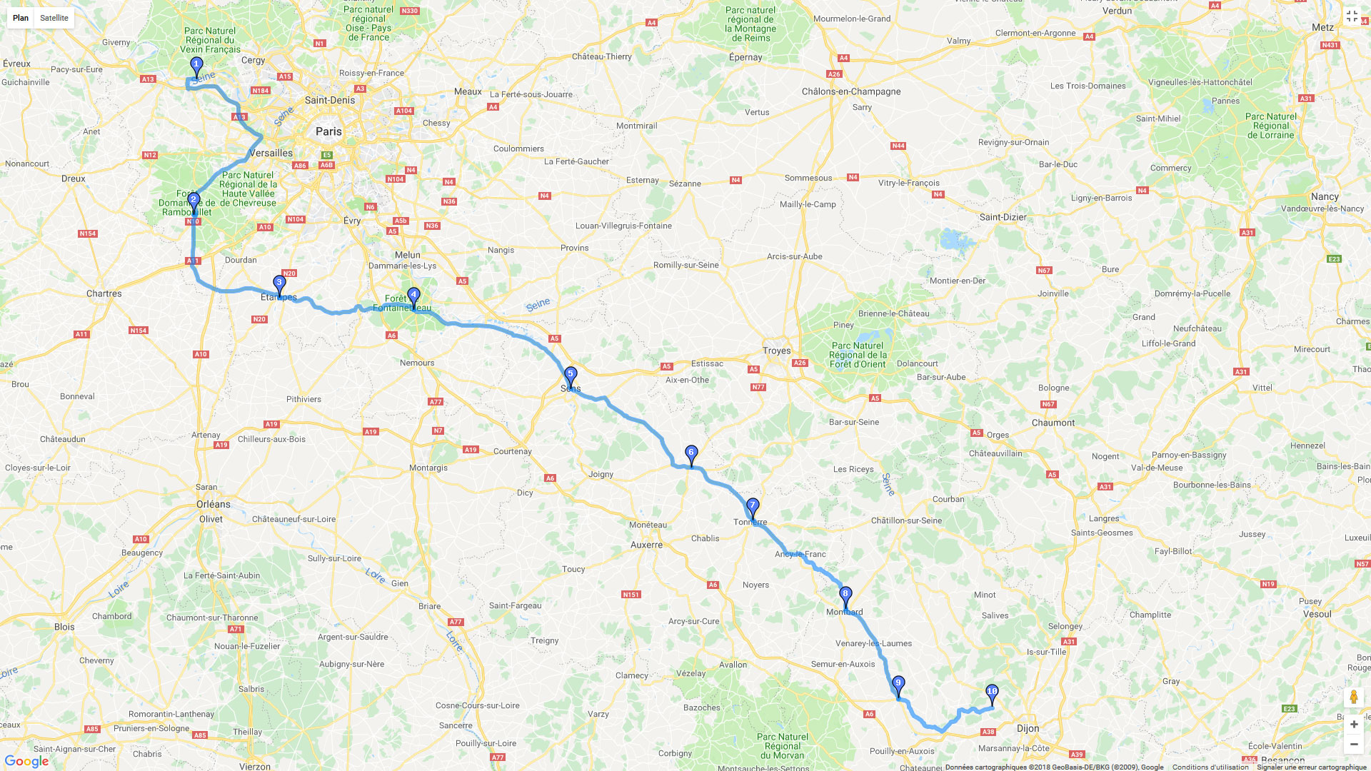 Pour zoomer sur la carte et avoir plus de détails, connectez-vous ! Carte roadbook Saint Leu la Forêt Dijon-Prenois