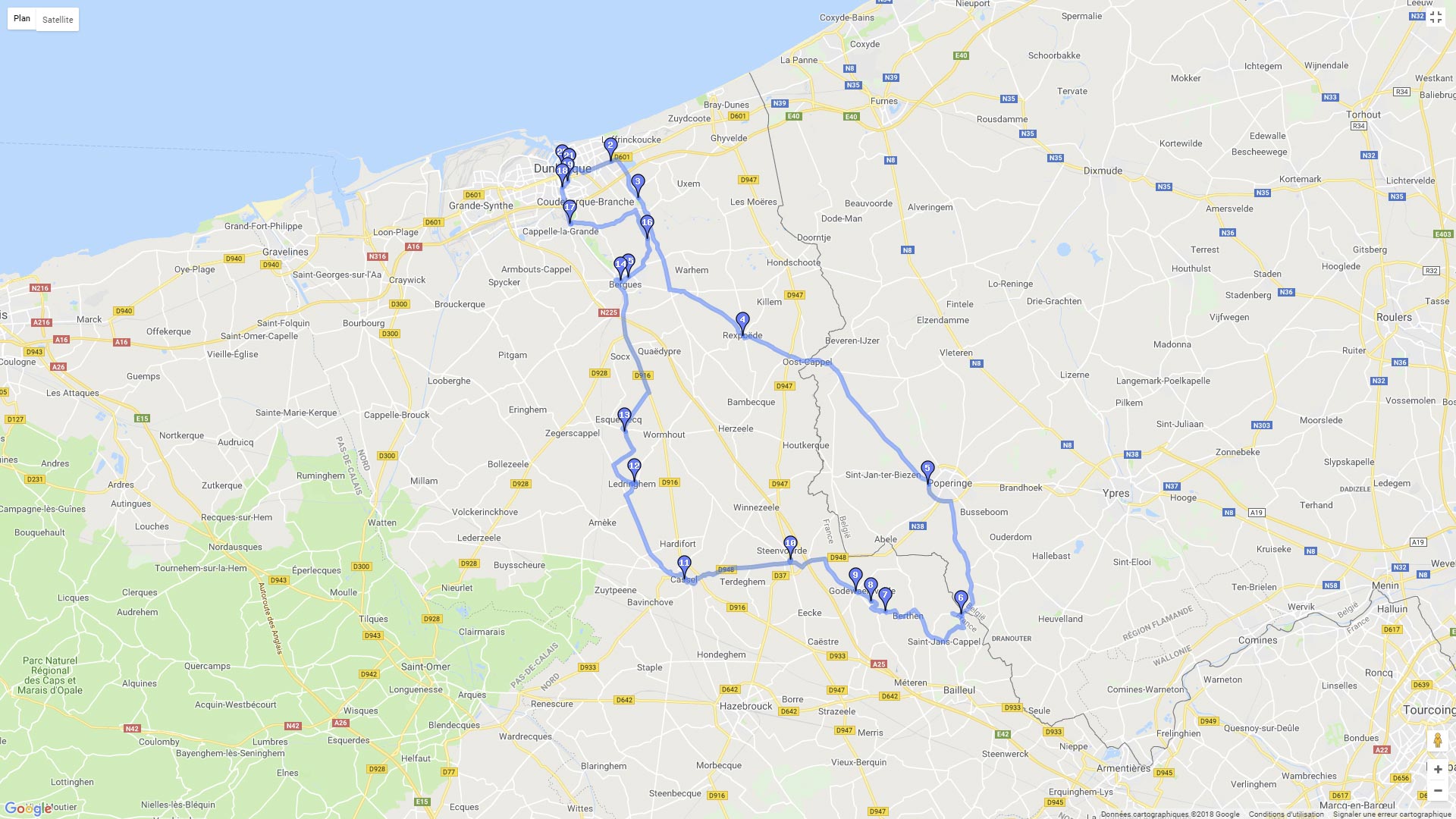 Pour zoomer sur la carte et avoir plus de détails, connectez-vous ! Carte roadbook Les monts du Nord