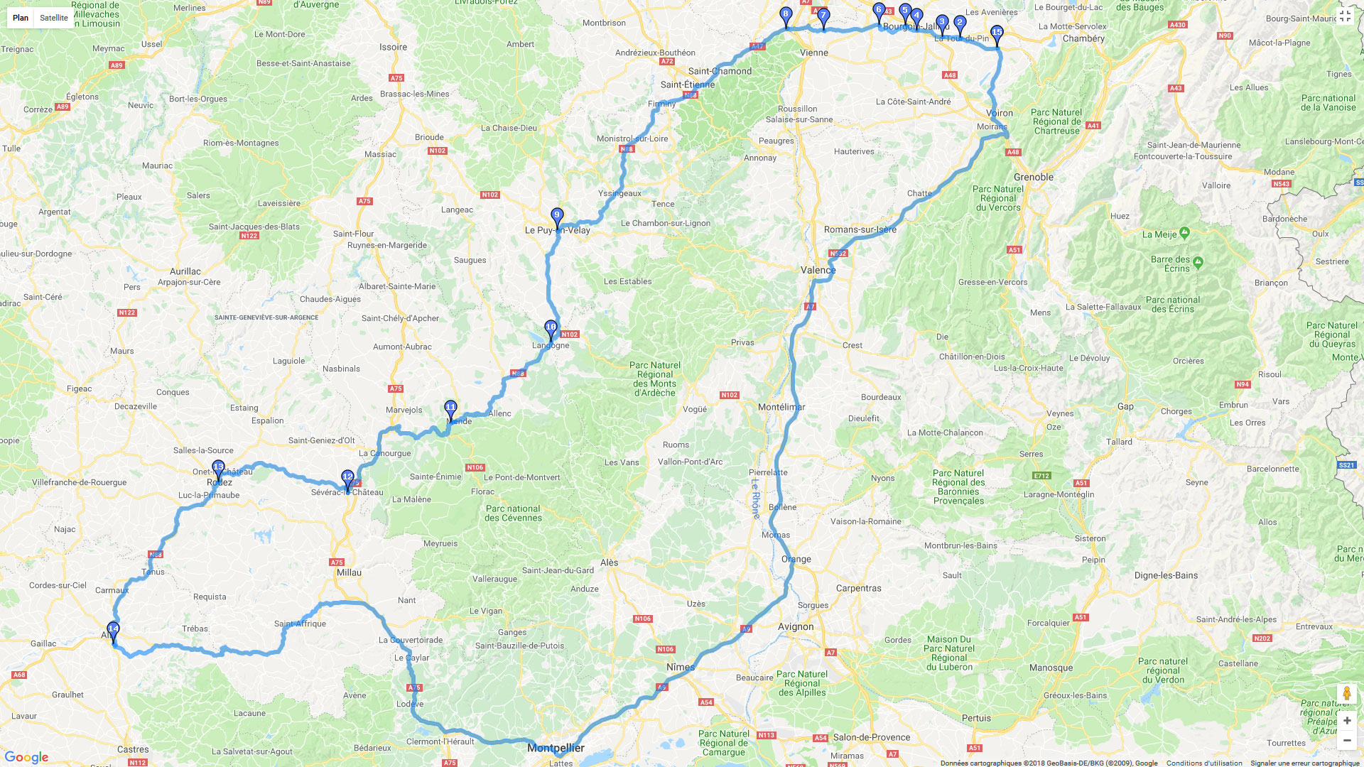 Pour zoomer sur la carte et avoir plus de détails, connectez-vous ! Carte roadbook Cévennes et Grands Causses