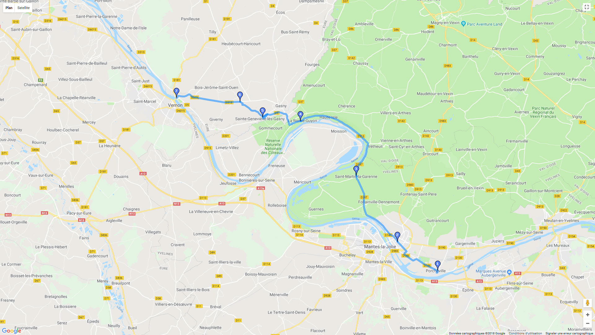 Pour zoomer sur la carte et avoir plus de détails, connectez-vous ! Carte roadbook Porcheville - Pont l'Evêque