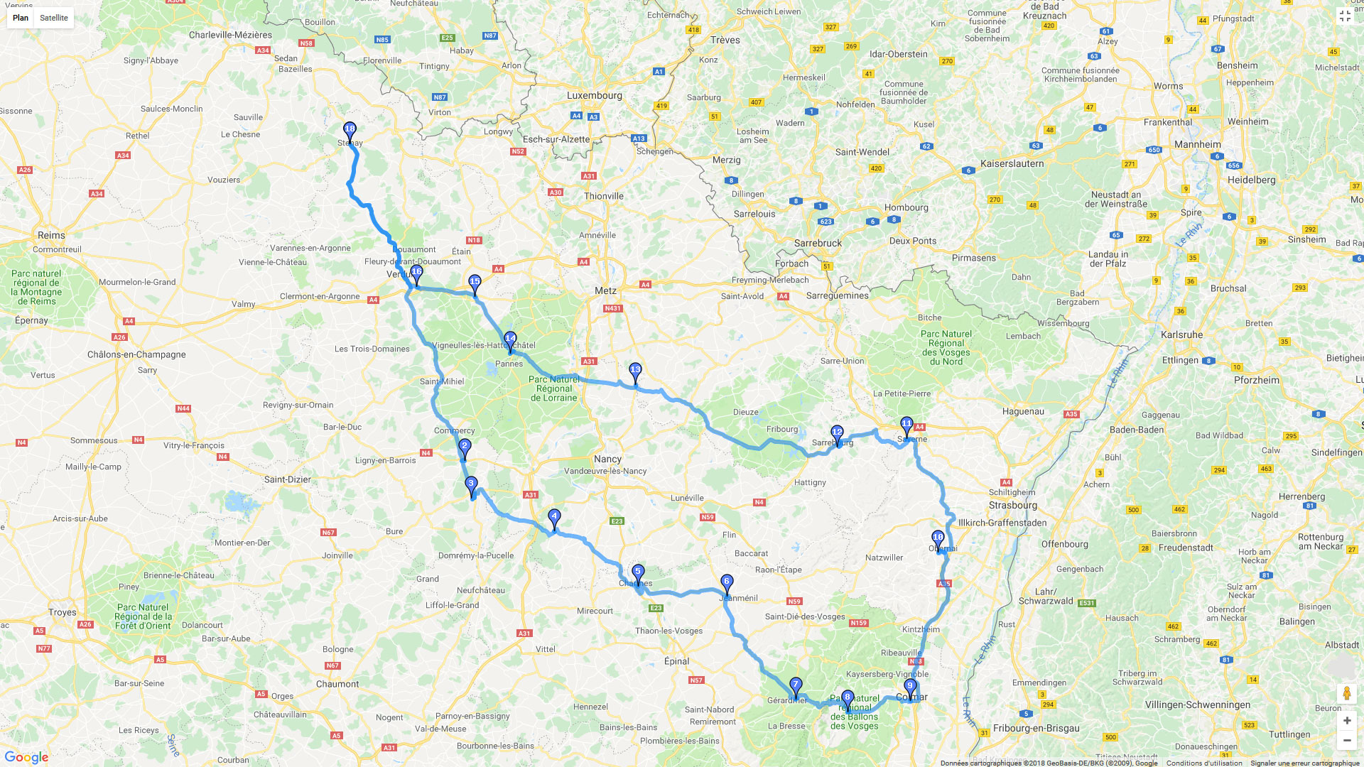 Pour zoomer sur la carte et avoir plus de détails, connectez-vous ! Carte roadbook Les vosges