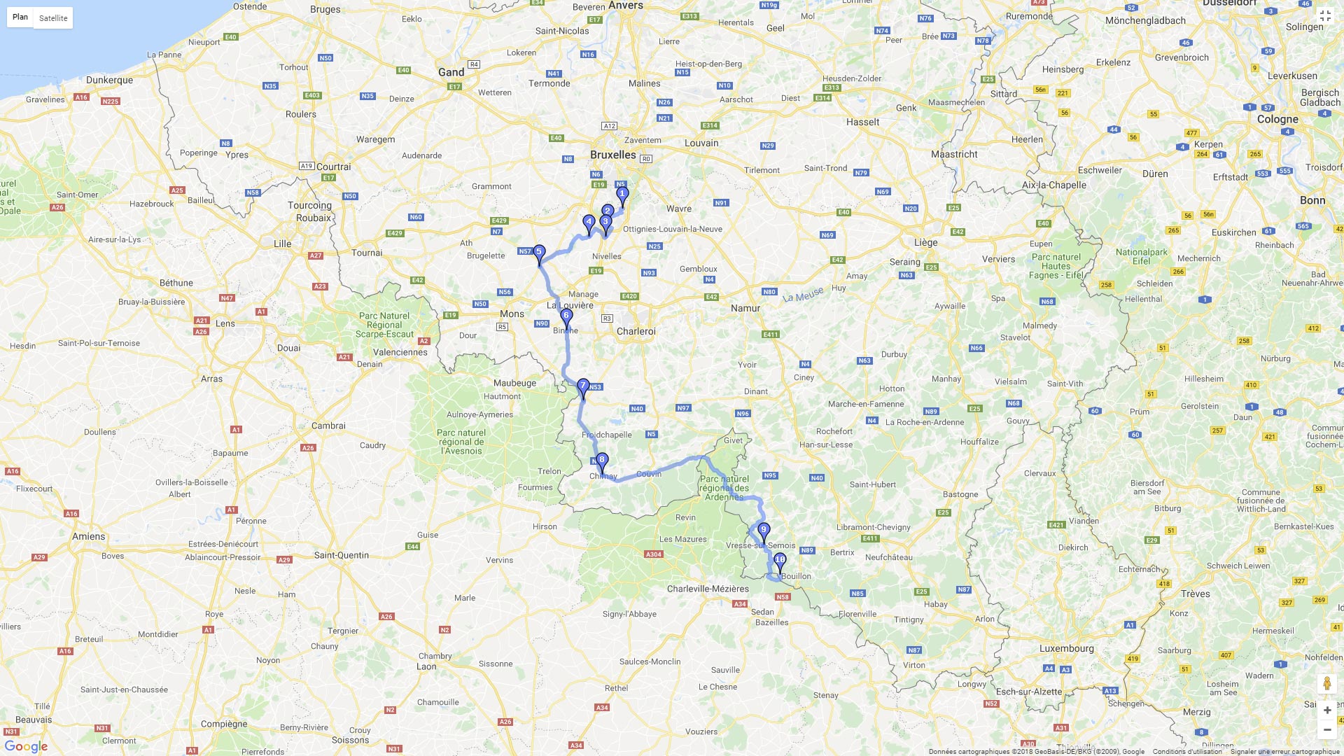 Pour zoomer sur la carte et avoir plus de détails, connectez-vous ! Carte roadbook Waterloo Corbion