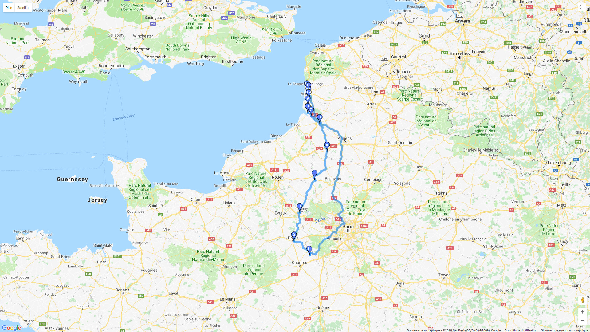 Pour zoomer sur la carte et avoir plus de détails, connectez-vous ! Carte roadbook Le Touquet plage