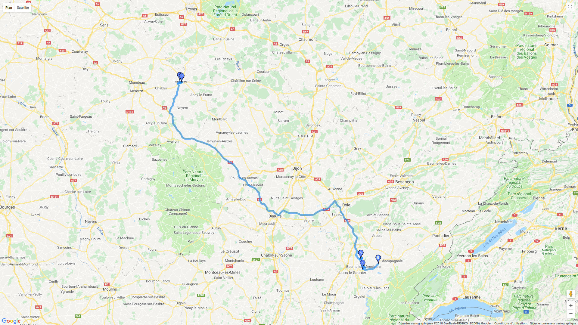 Pour zoomer sur la carte et avoir plus de détails, connectez-vous ! Carte roadbook Tonnerre - Pont du Navoy