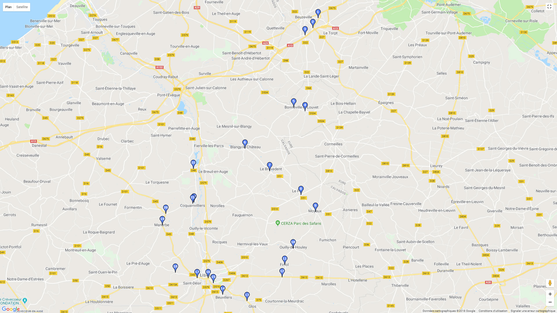 Pour zoomer sur la carte et avoir plus de détails, connectez-vous ! Carte roadbook Balade en Pays d'Auge