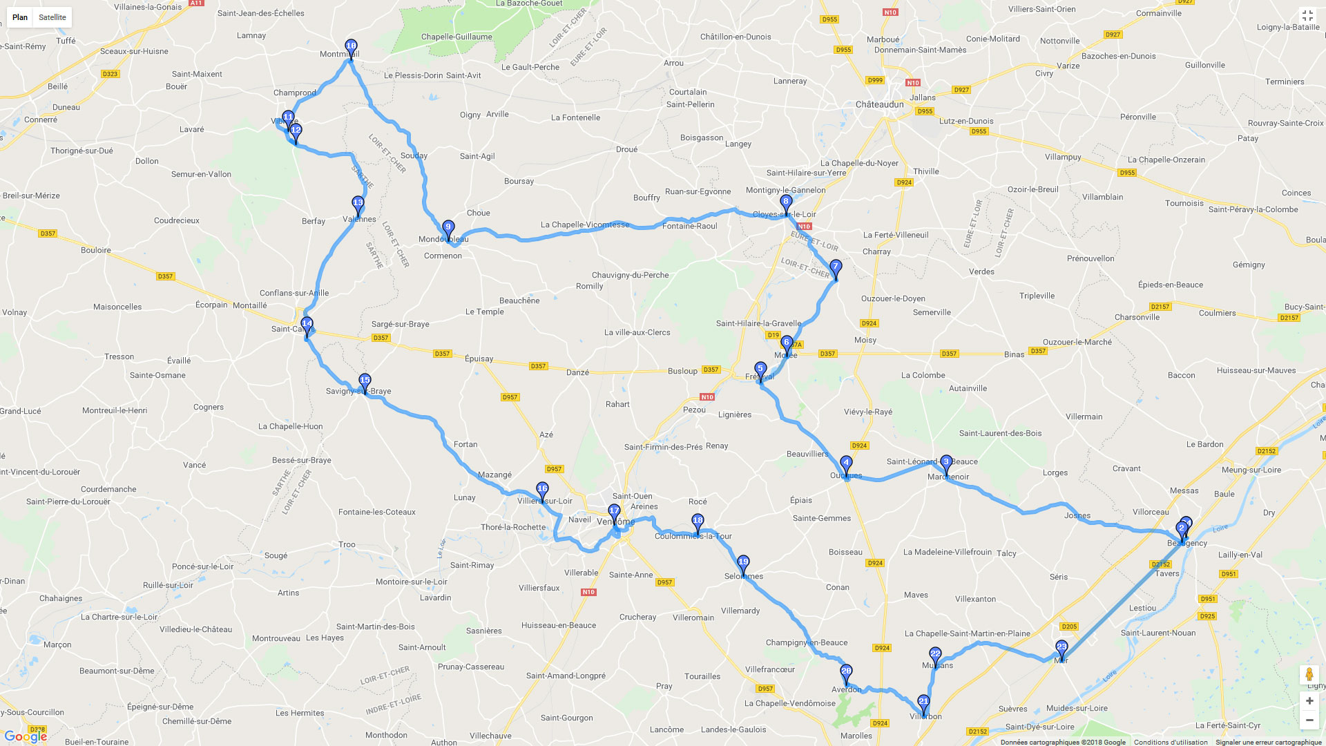 Pour zoomer sur la carte et avoir plus de détails, connectez-vous ! Carte roadbook Balade en Beauce