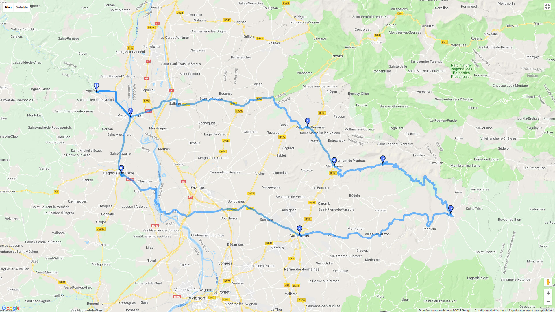 Pour zoomer sur la carte et avoir plus de détails, connectez-vous ! Carte roadbook Boucle du Ventoux