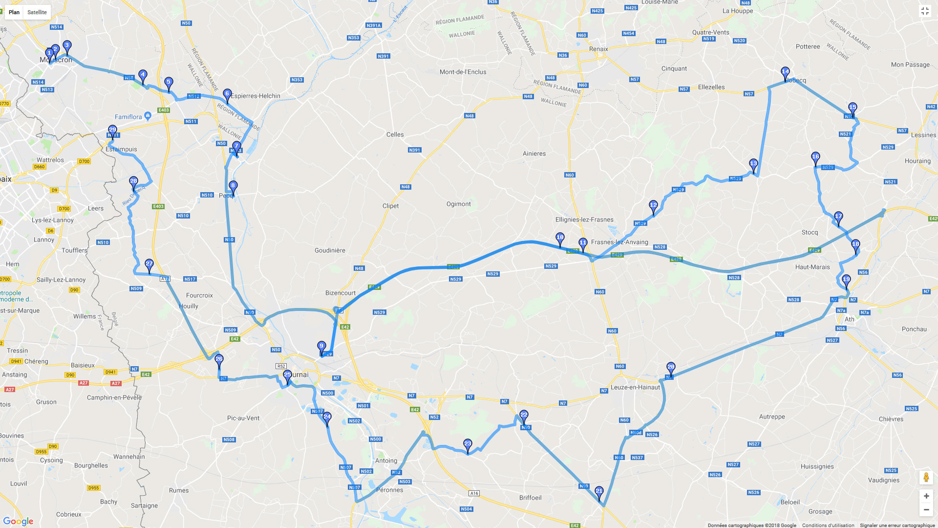 Pour zoomer sur la carte et avoir plus de détails, connectez-vous ! Carte roadbook Collines et brasseries