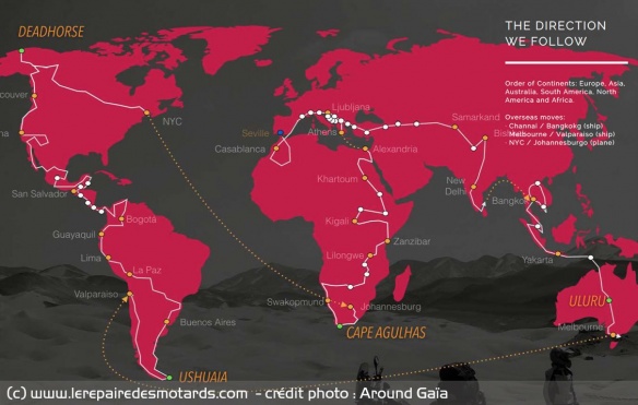 La carte du tour du monde