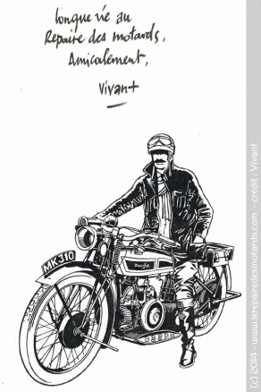 La dédicace de Vivant au Repaire des Motards