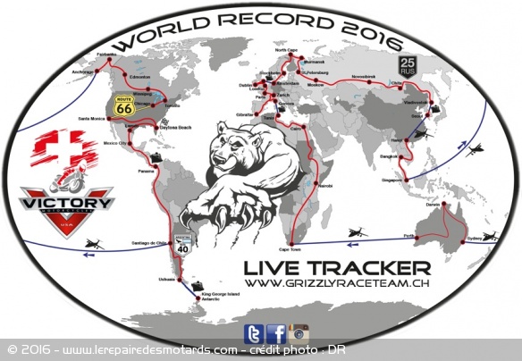 Grizzly : le tour du monde en 100 jours, itinéraire