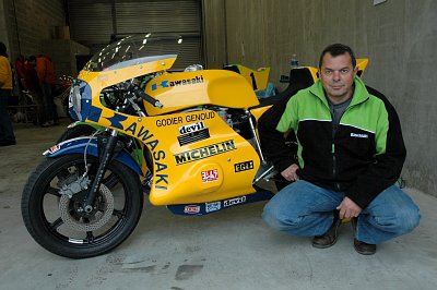 Claude Dangoisse et sa Kawasaki Godier-Genoud