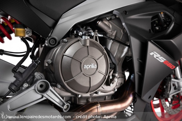 Le bicylindre en ligne de 659 cm3 de l'Aprilia RS 660