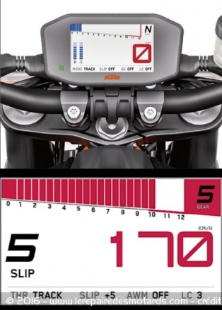Tableau de bord de la KTM 1290 Superduke R