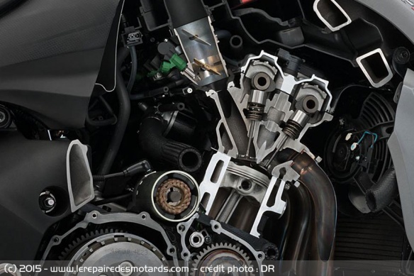 Issu de la GSX-R 1000, le moteur Suzuki à subi plusieurs modifications