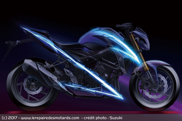Le design de la Suzuki GSX-S750 est à, la fois plus travaillé et plus agressif