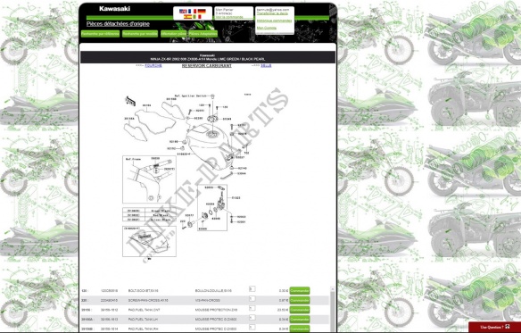 Liste des pices dtaches sur le site Bikeparts