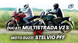 Comparo trails routiers Moto Guzzi Stelvio PFF vs Ducati Multistrada V2 S