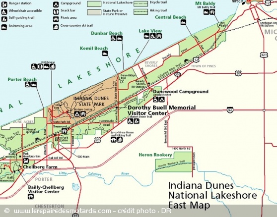 Carte Indiana Dunes National Lakeshore