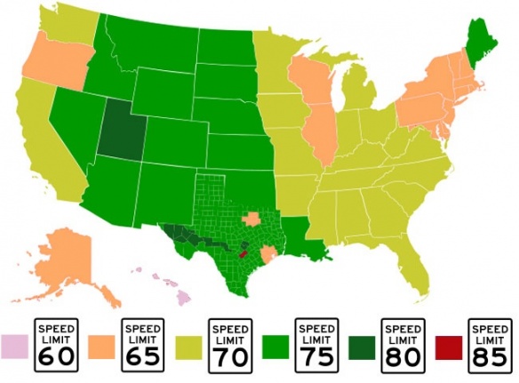 Etats-Unis : limitations de vitesse aux Etats-Unis